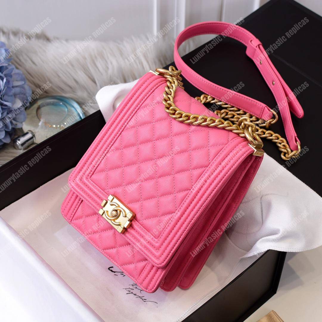 Ch*el boy handbag pink