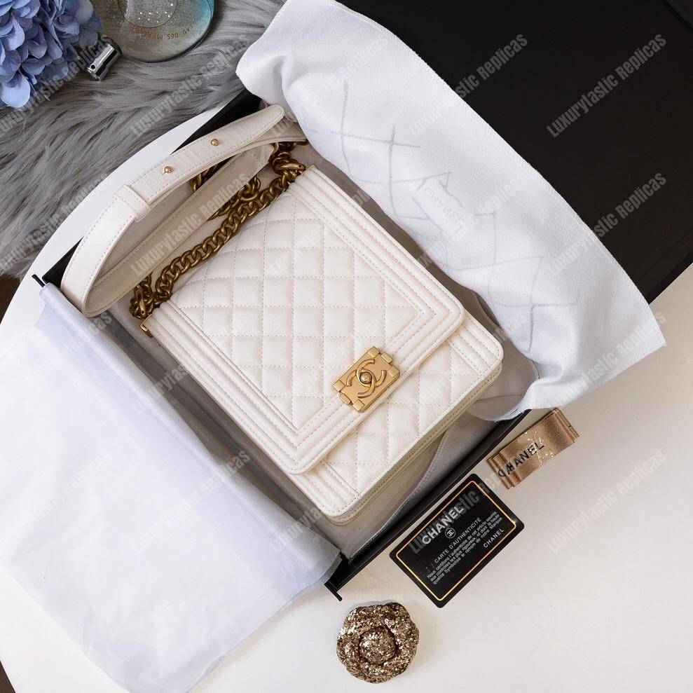 Ch*el boy handbag white