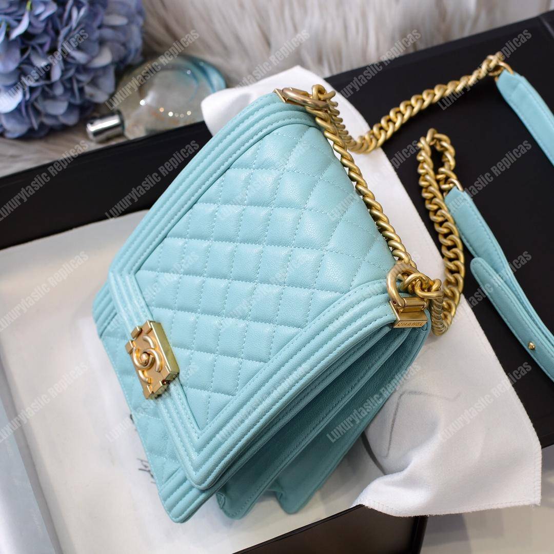 Ch*el boy handbag light blue