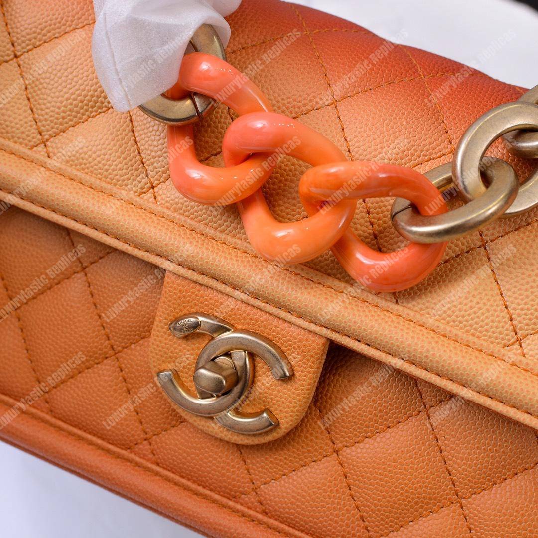 Ch*el flap bag orange