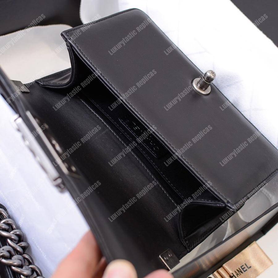 small boy Ch*el handbag black-silver