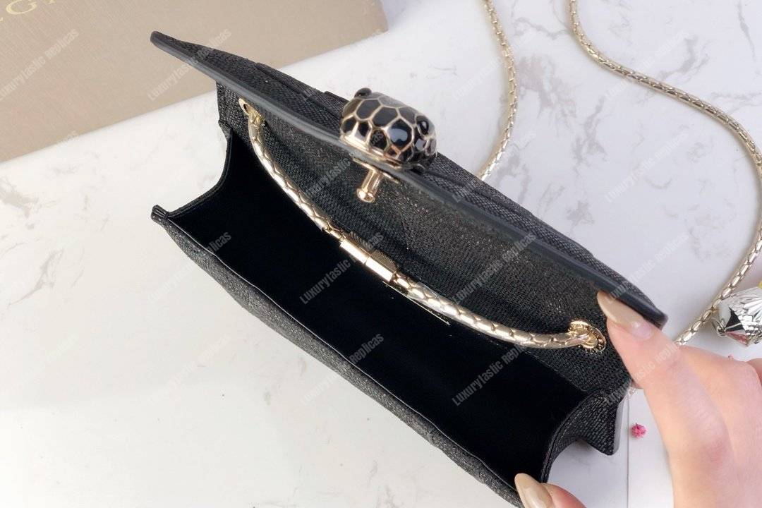 BVL Serpenti Forever Crossbody Small Bag Black Python