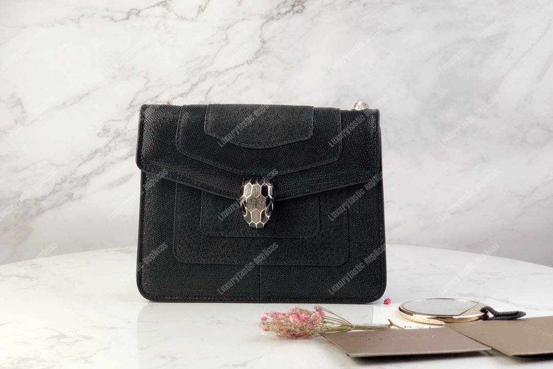 BVL Serpenti Forever Crossbody Small Bag Black Python