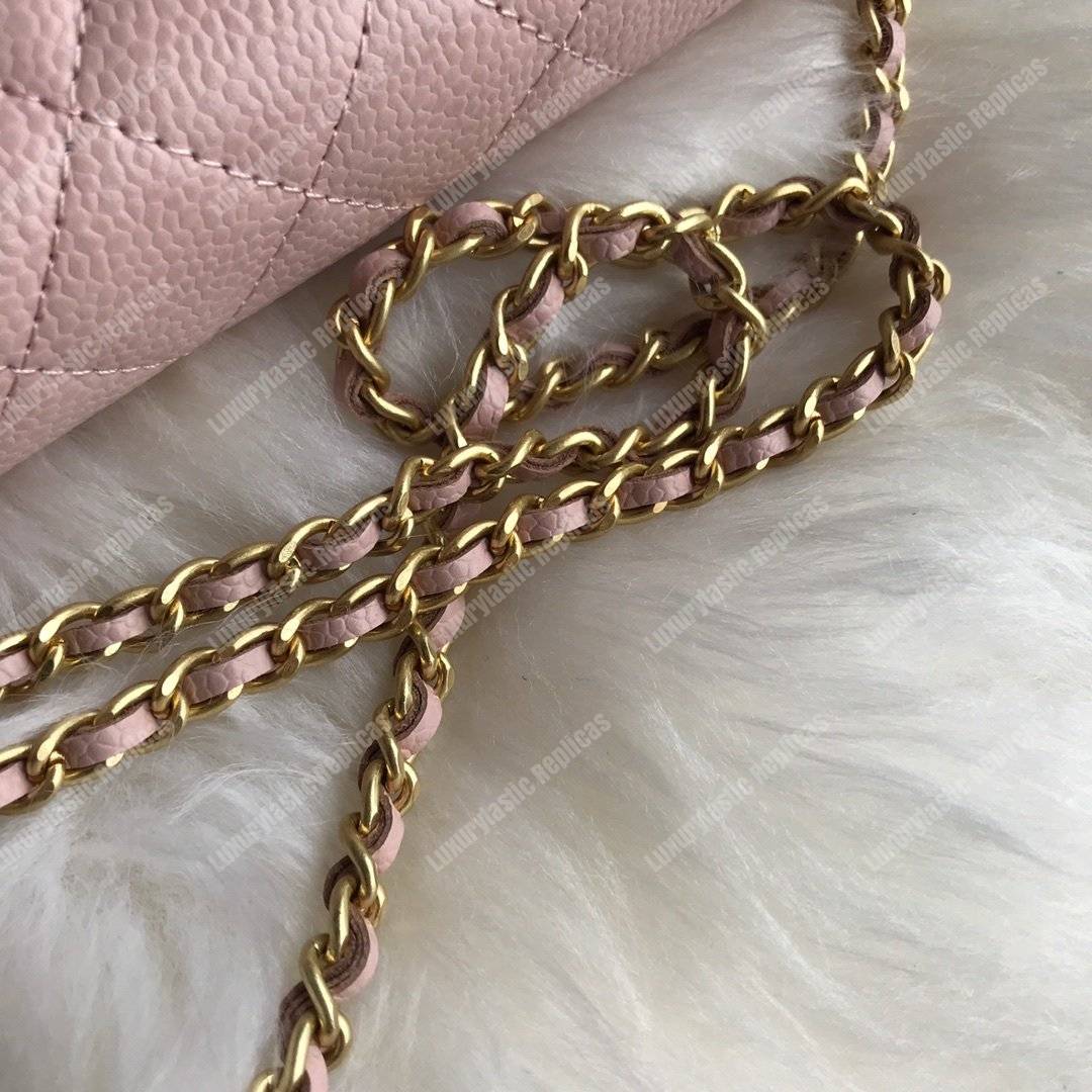 Ch*el le boy wallet on chain – woc light pink caviar gold-toned