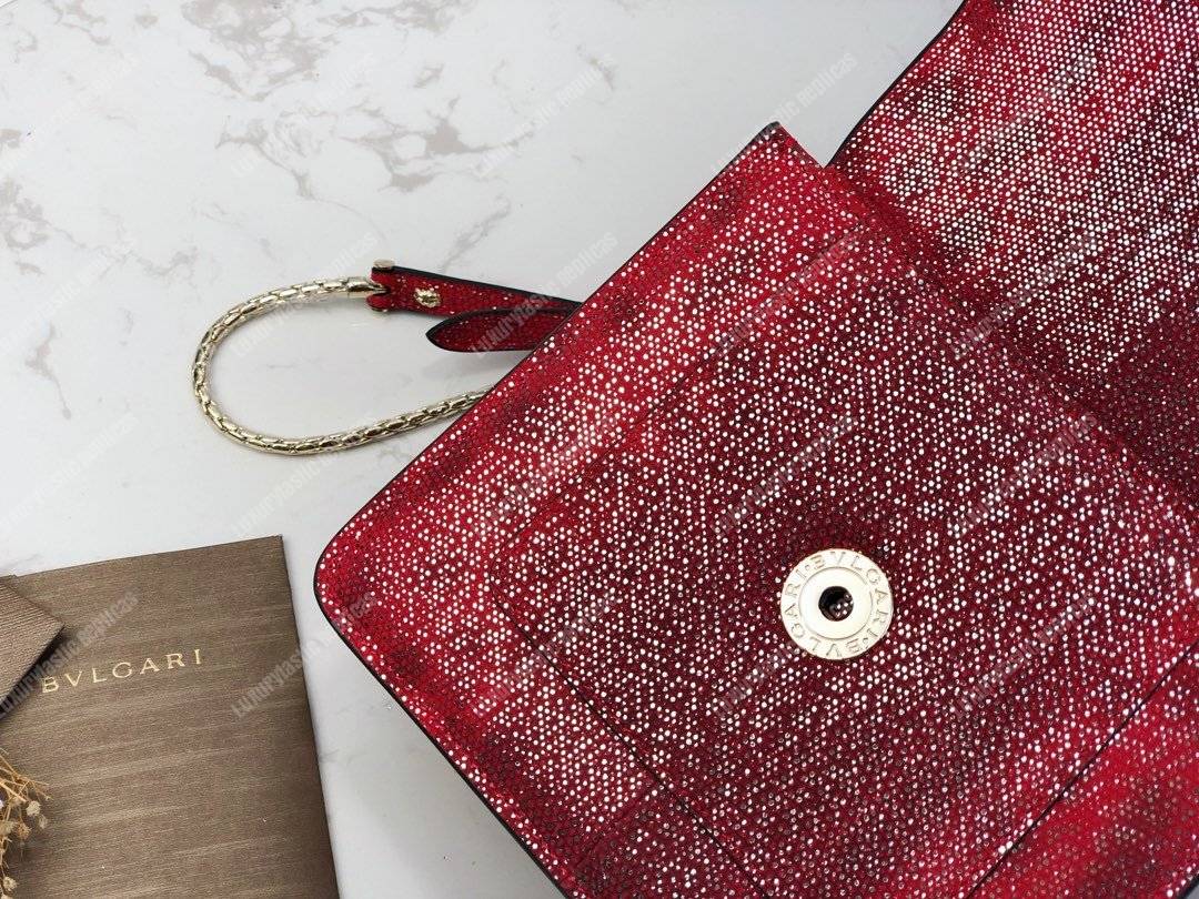 BVL Serpenti Forever Flap Cover Small Tophandle Bag Ruby Red Karung