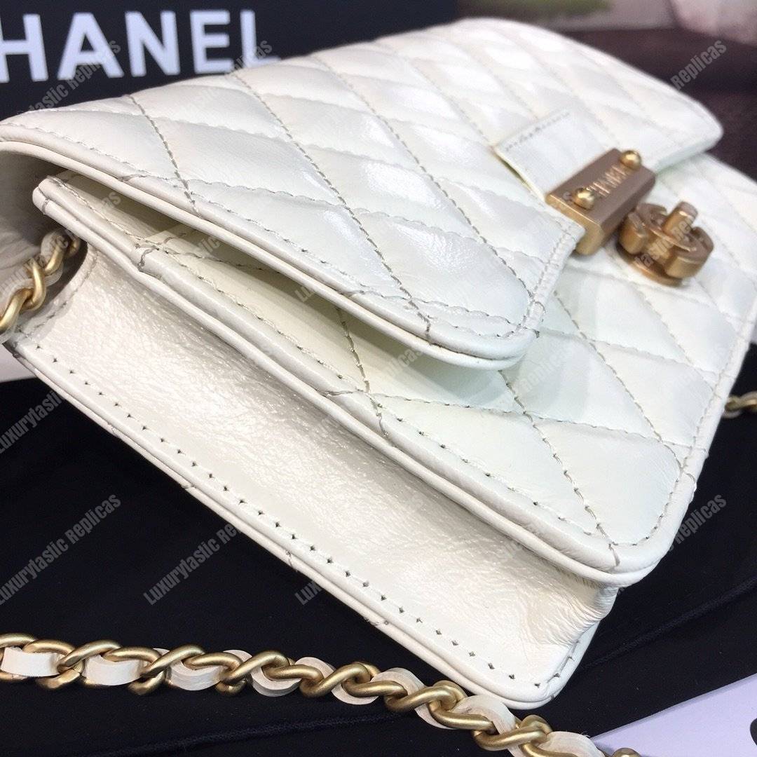 Ch*el wallet on chain – woc golden class calfskin white