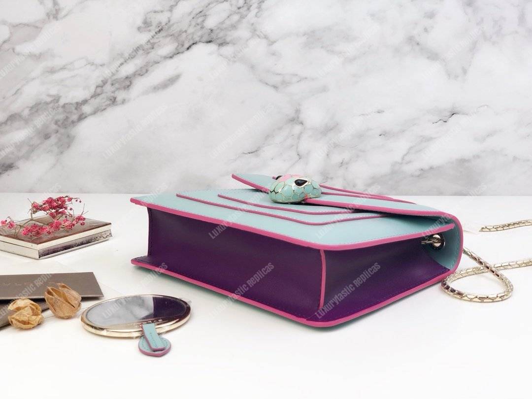 BVL Serpenti Forever Crossbody Bag Glacier Turquoise / Aster Amethyst
