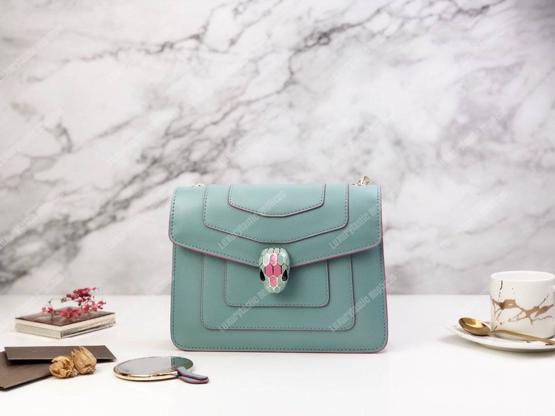 BVL Serpenti Forever Crossbody Bag Glacier Turquoise / Aster Amethyst