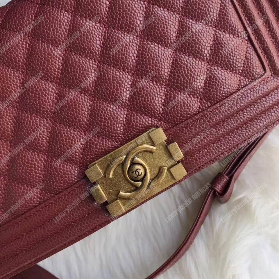 Ch*el boy medium handbag burgundy