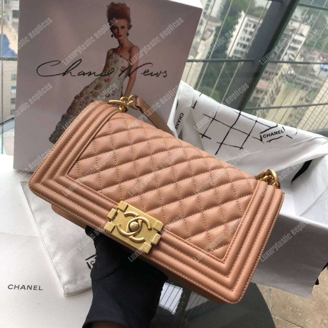 Ch*el boy medium handbag peach