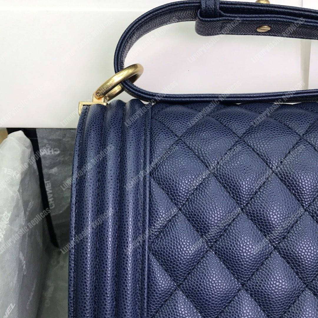 Ch*el boy medium handbag navy blue