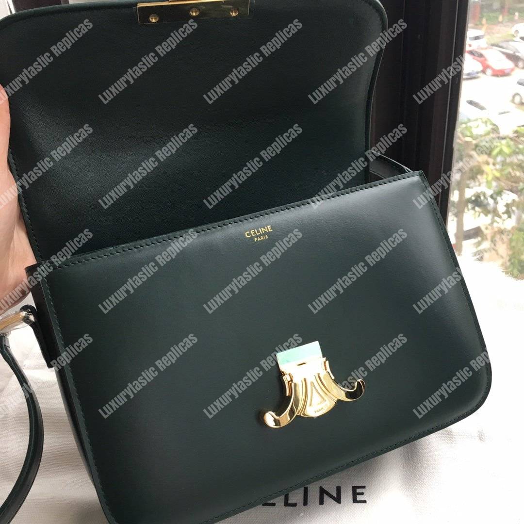 Ce**e medium triomphe bag in shiny calfskin amazone