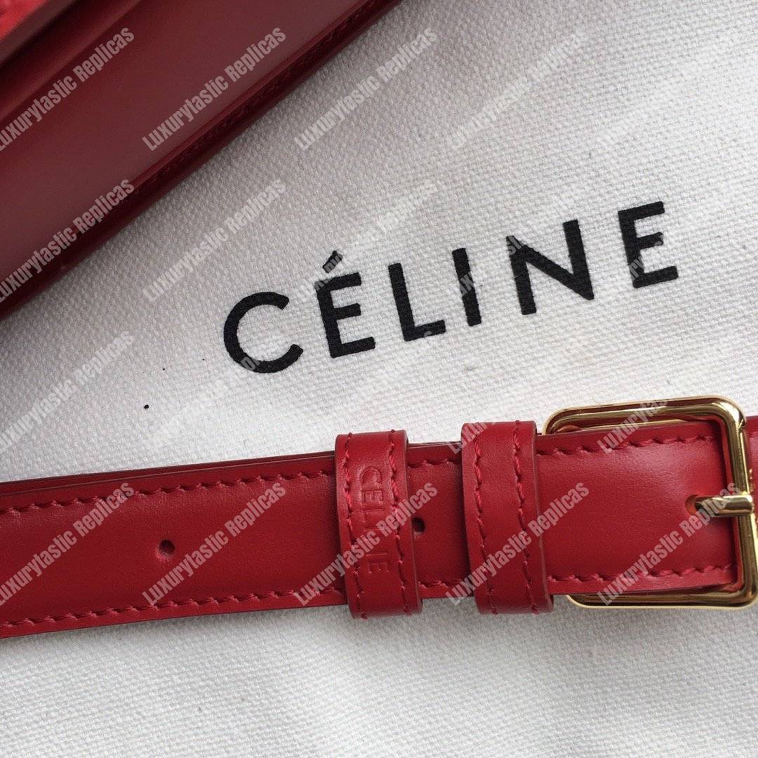 Ce**e medium triomphe bag in shiny calfskin red
