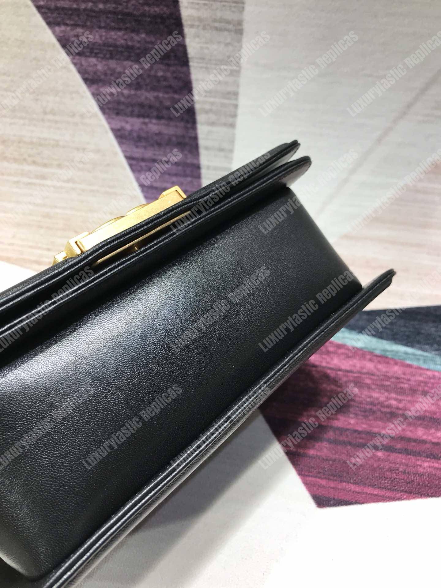 small boy Ch*el handbag black-gold ruthenium