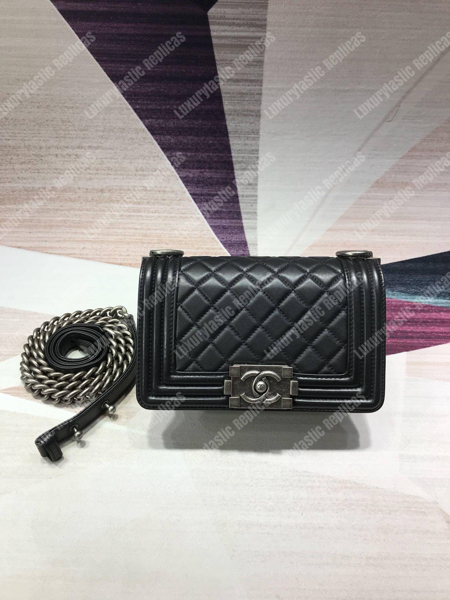 small boy Ch*el handbag black-ruthenium