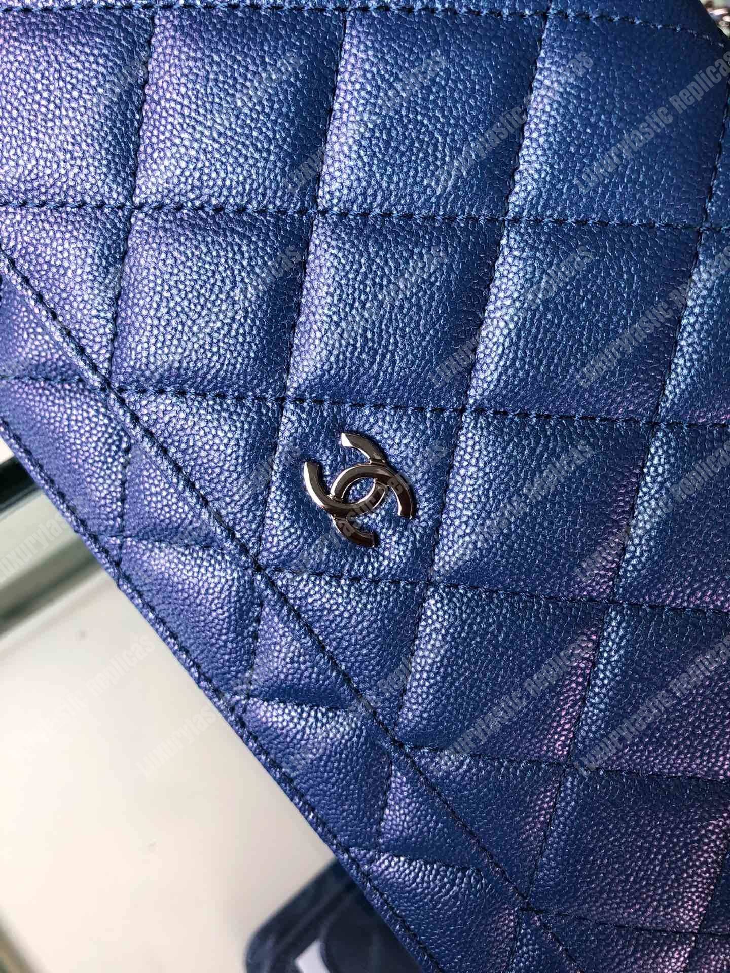 Ch*el wallet on chain – woc classic caviar silver-toned metal blue