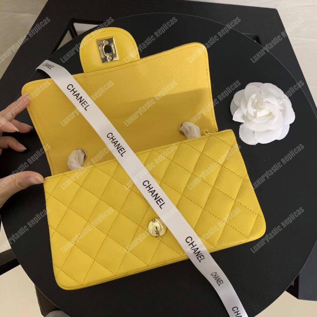 Ch*el mini flap bag yellow