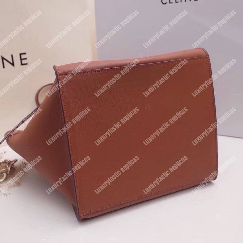 Ce**e small big bag with long strap in smooth calfskin tan