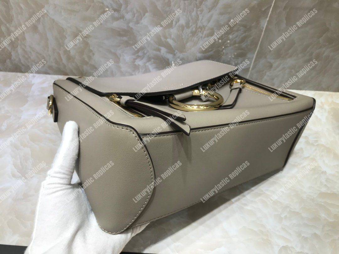 Chloe Faye Double Carry Bag In Smooth And Suede Calfskin Grey