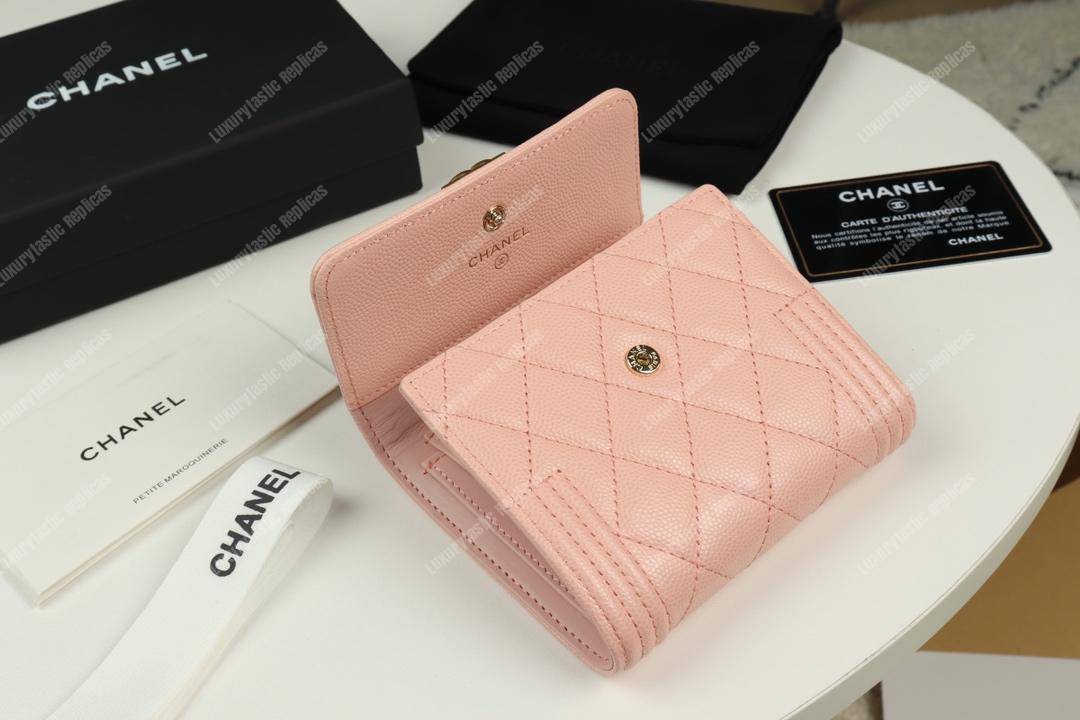 Ch*el boy small flap wallet pink