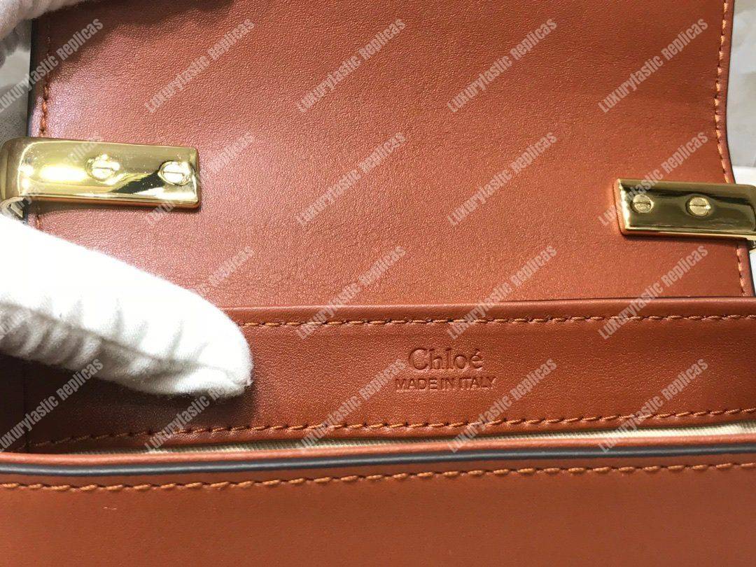 Chloe Mini Chloe C Bag In Shiny And Suede Calfskin Brown