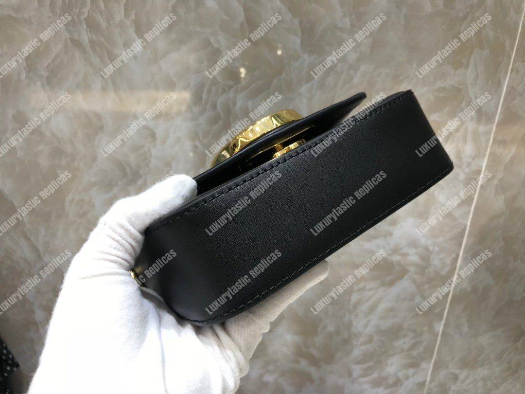 Chloe Mini Chloe C Bag In Shiny And Suede Calfskin Black