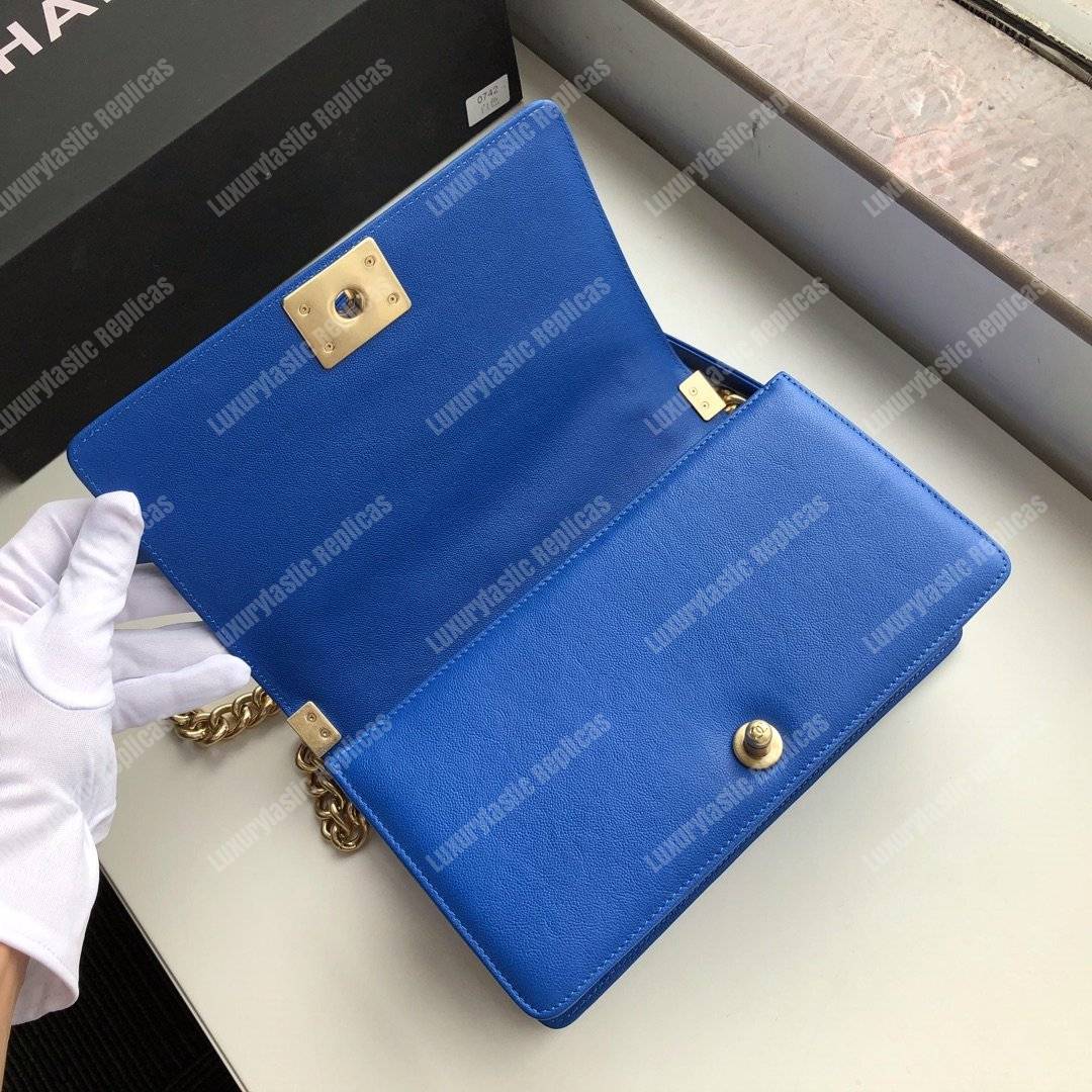 Ch*el medium boy flap bag blue