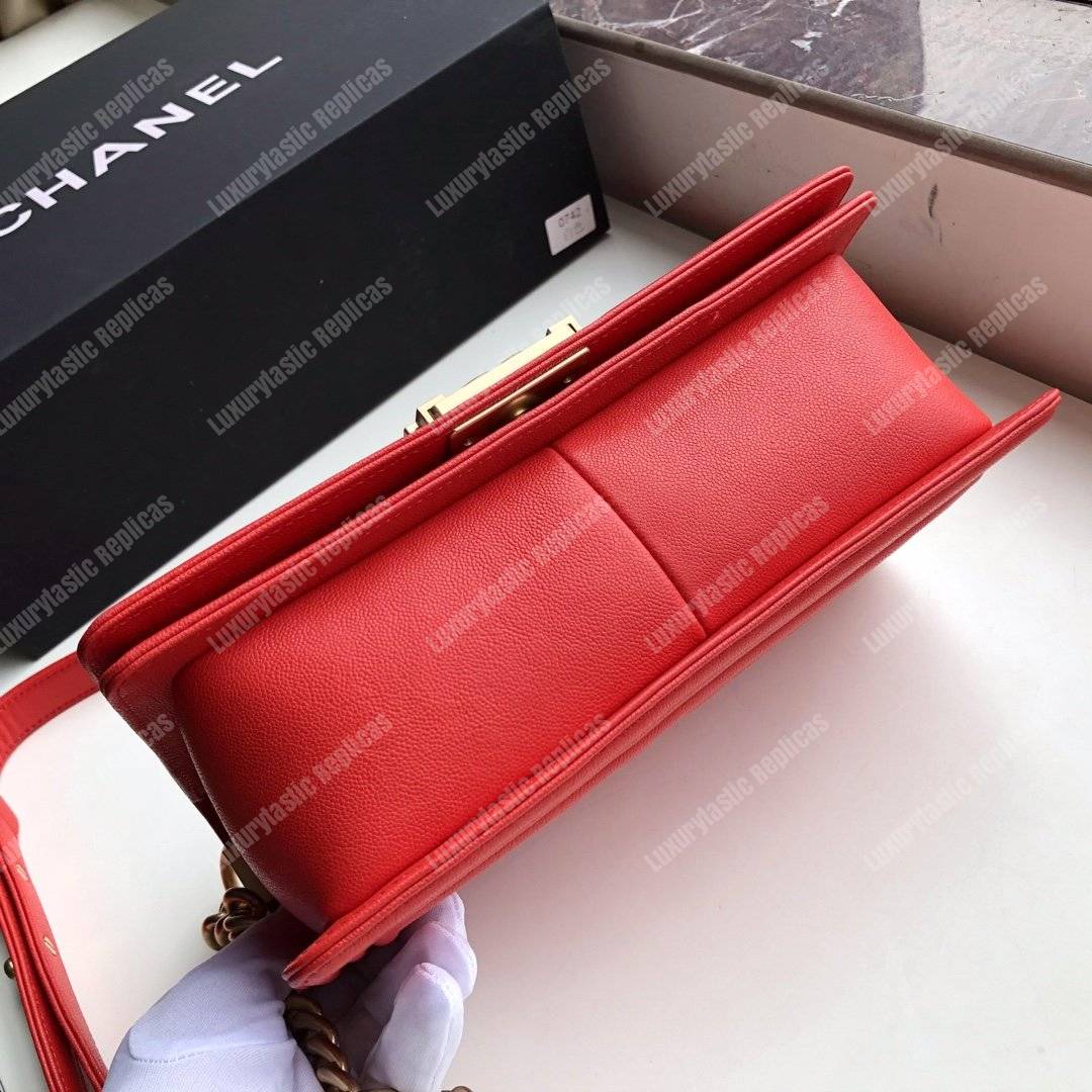Ch*el medium boy flap bag red