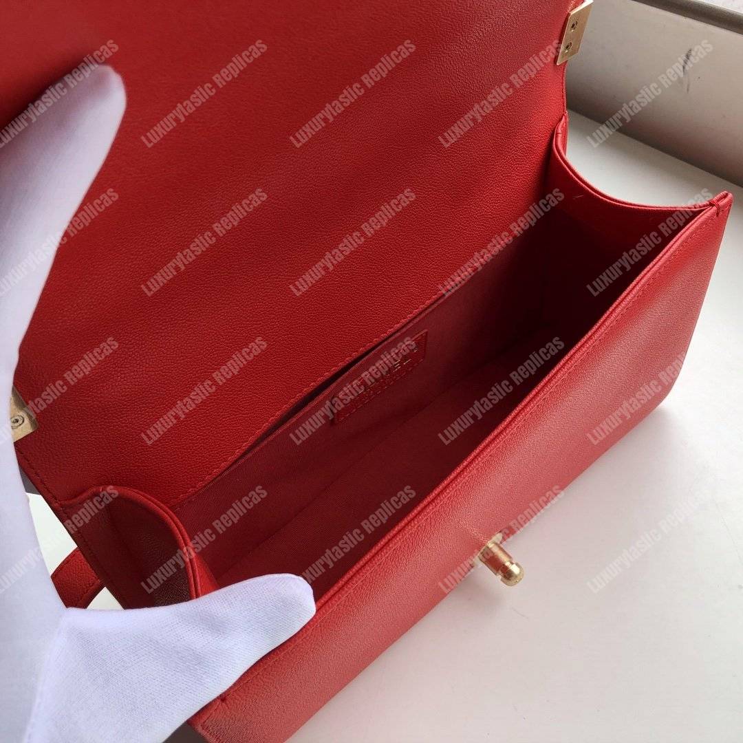 Ch*el medium boy flap bag red