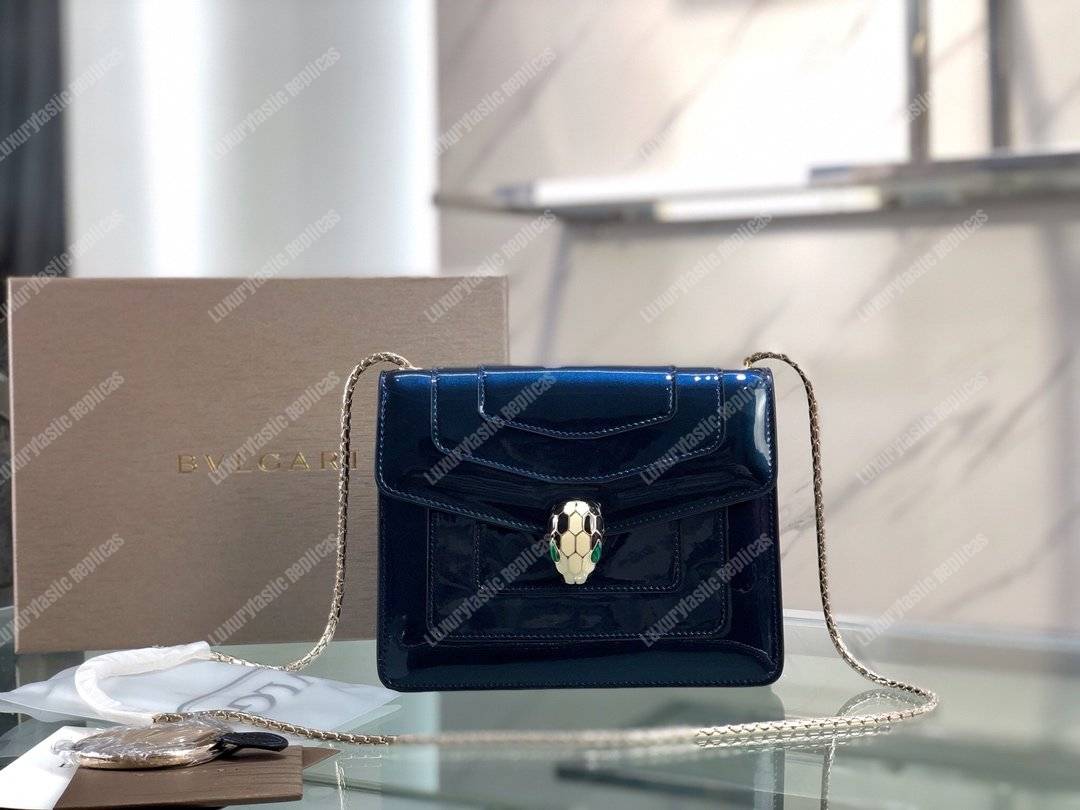 BVL Serpenti Forever Flap Cover Bag Metallic Royal Sapphire