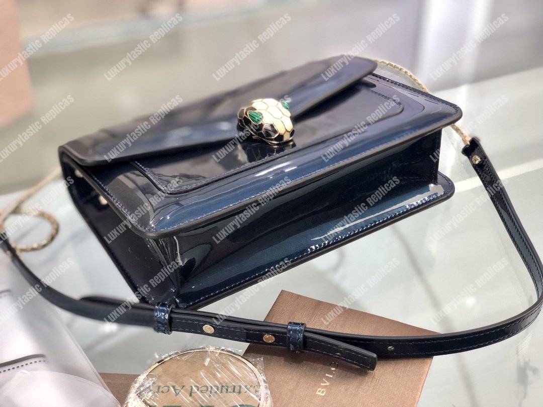 BVL Serpenti Forever Flap Cover Long Bag Metallic Royal Sapphire
