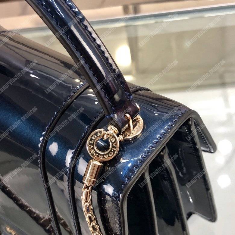 BVL Serpenti Forever Flap Cover Tophandle Bag Metallic Royal Sapphire