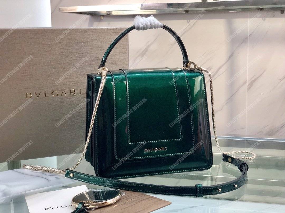 BVL Serpenti Forever Crossbody Tophandle Bag Metallic Glacier Turquoise