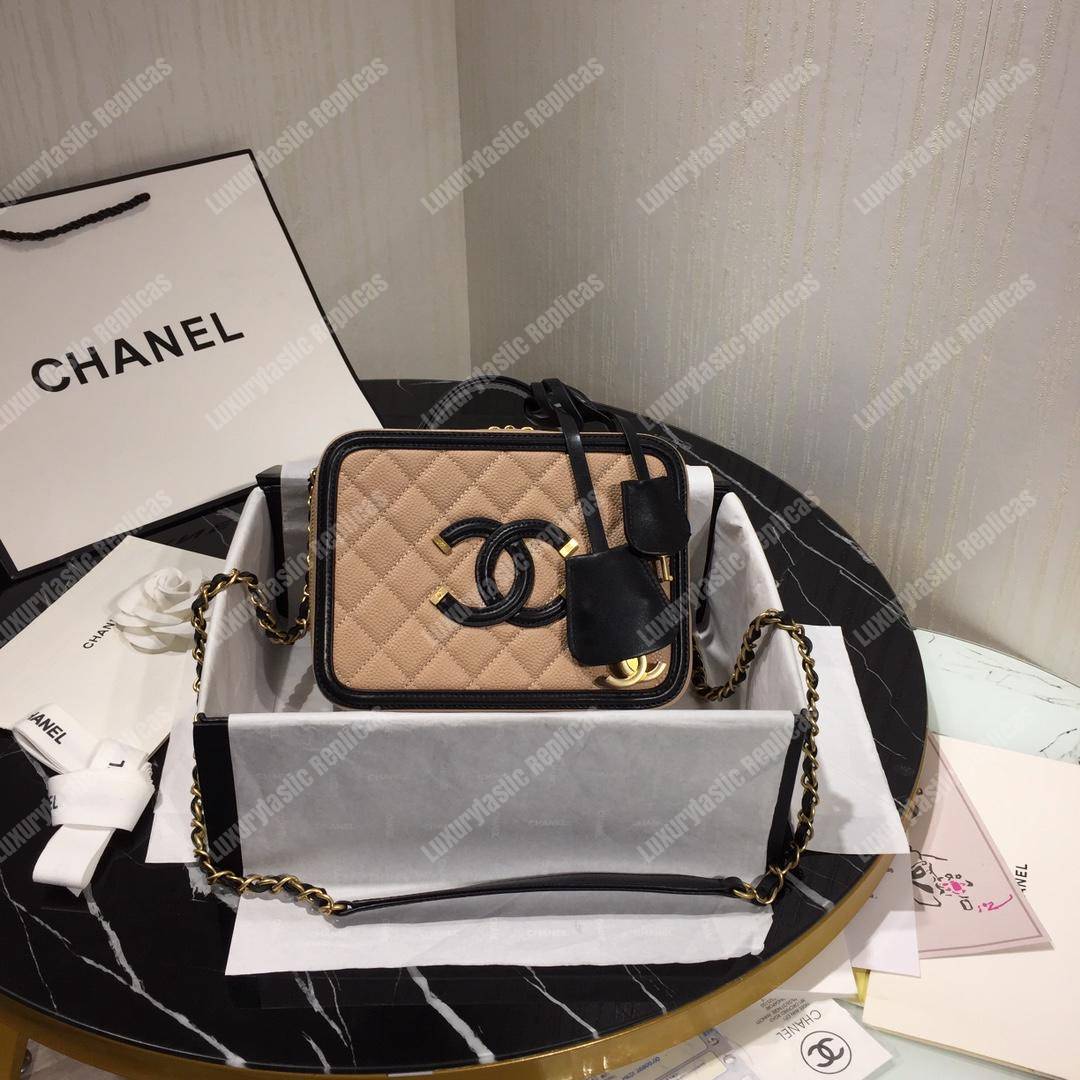 Ch*el medium vanity case beige