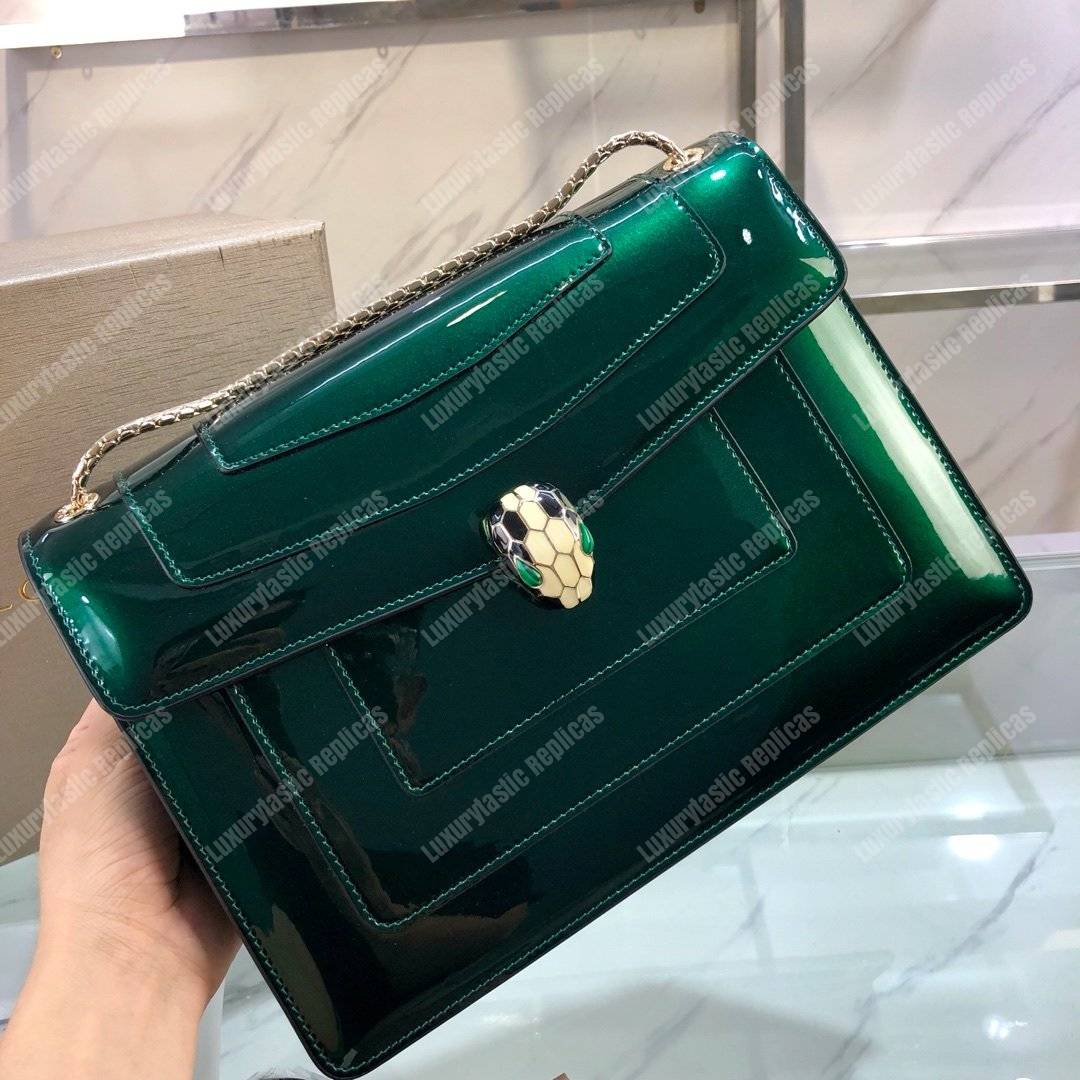 BVL Serpenti Forever Flap Cover Bag Metallic Glacier Turquoise
