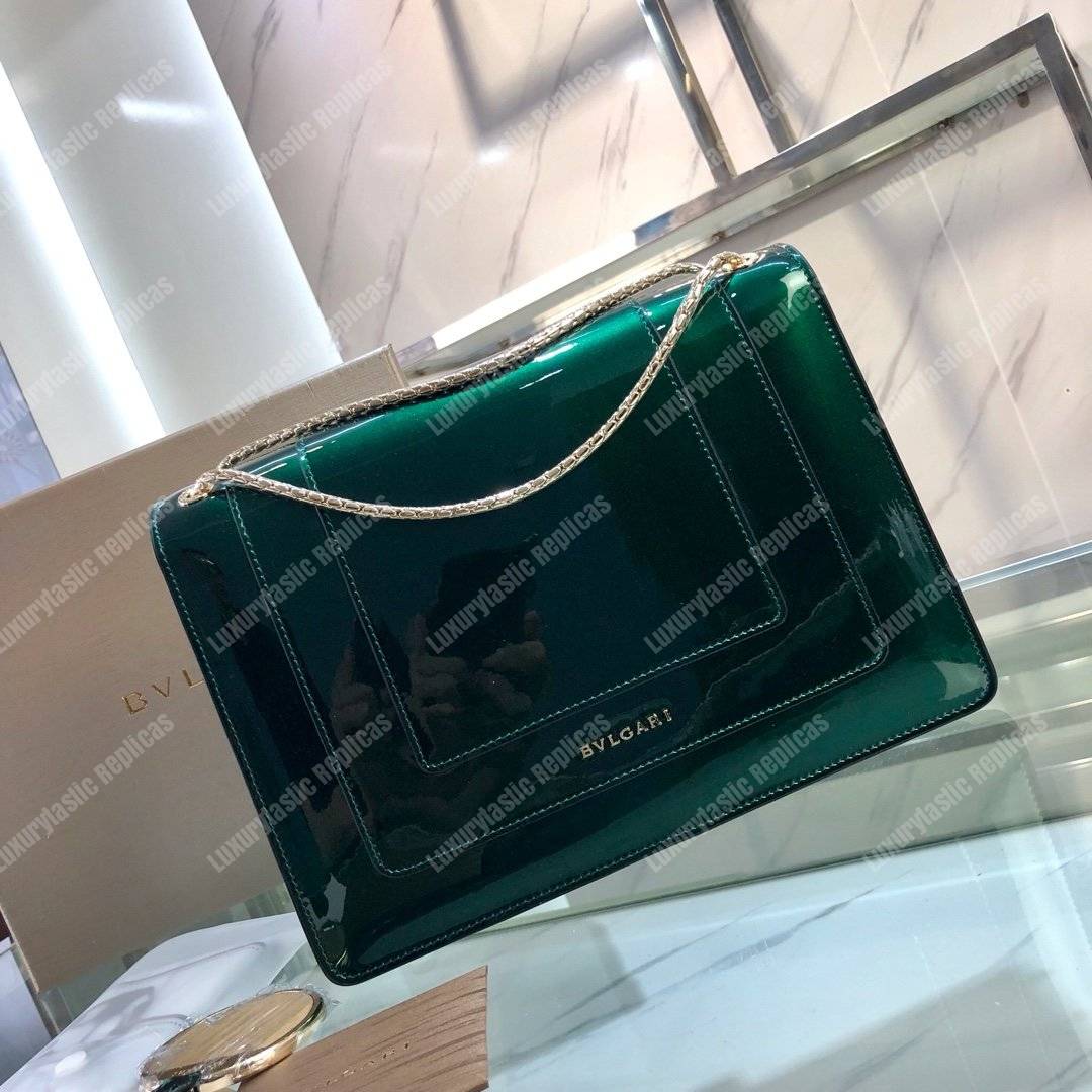 BVL Serpenti Forever Flap Cover Bag Metallic Glacier Turquoise