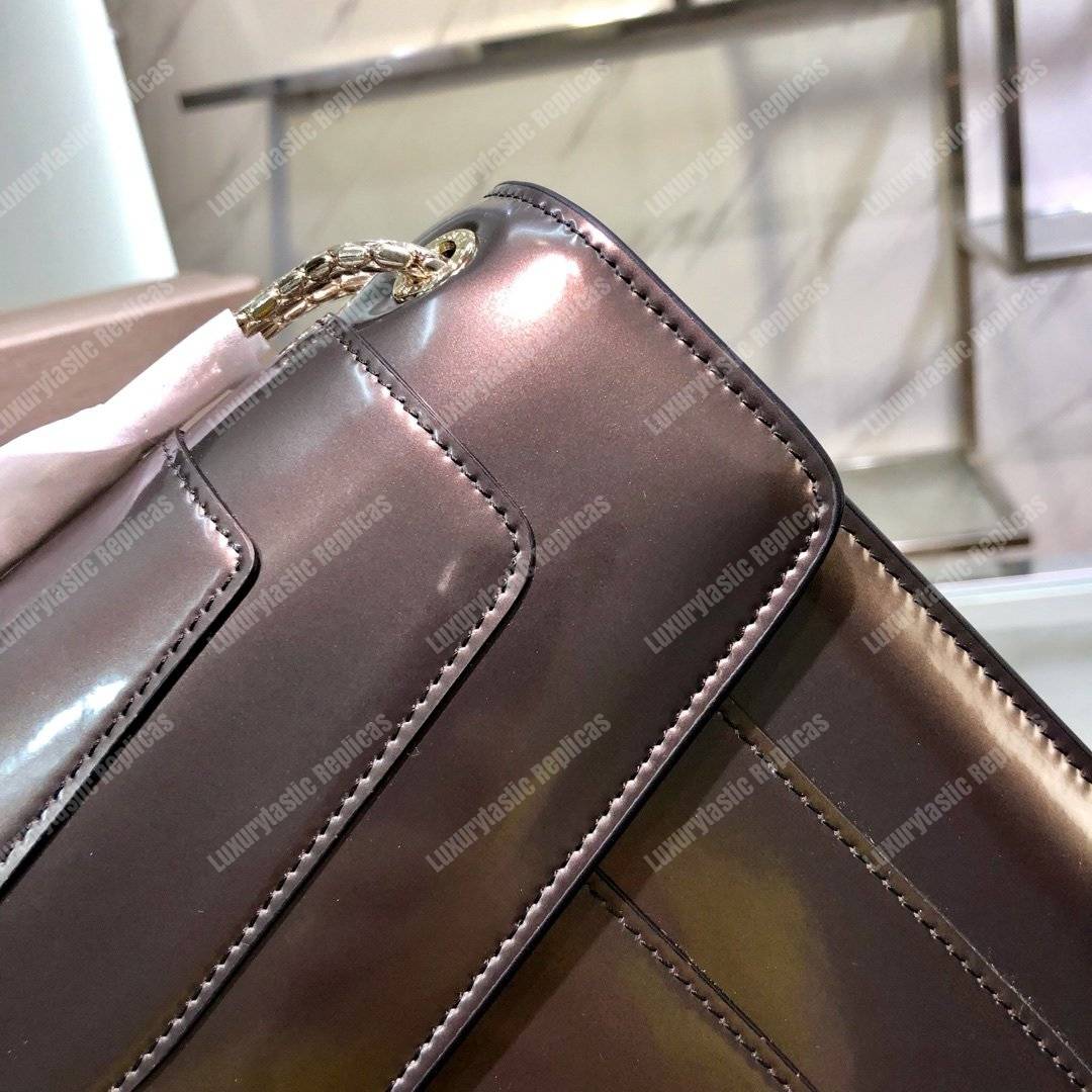 BVL Serpenti Forever Flap Cover Bag Metallic Rose Quartz