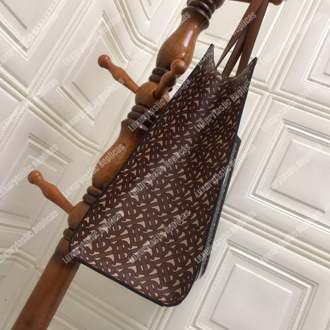 B**rry small monogram stripe e-canvas tote bag brown