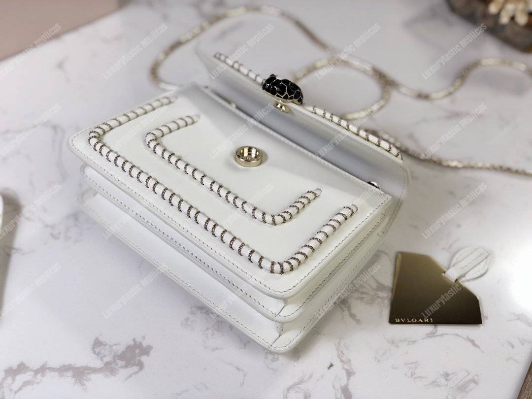 BVL Serpenti Forever Mini Bag White With Woven Chain