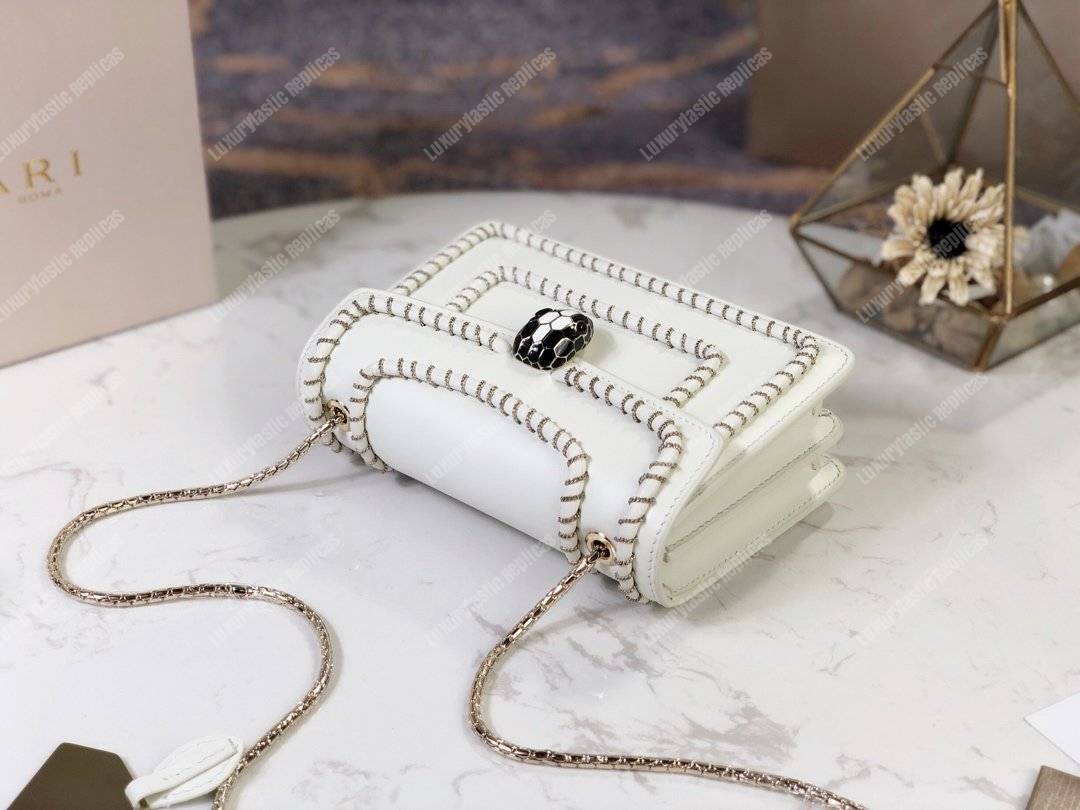 BVL Serpenti Forever Mini Bag White With Woven Chain