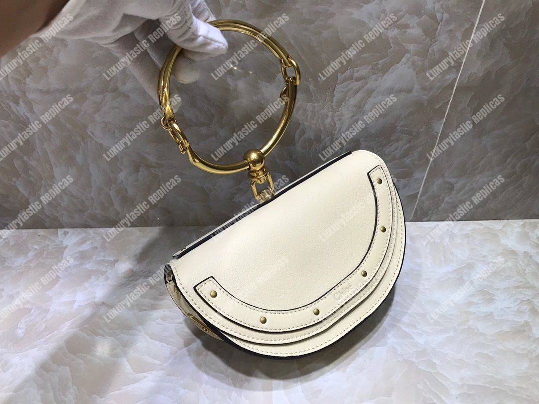Chloe Small Nile Minaudière In Smooth Calfskin White