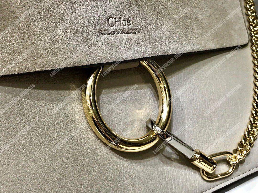 Chloe Faye Shoulder Bag In Smooth And Suede Calfskin Grey