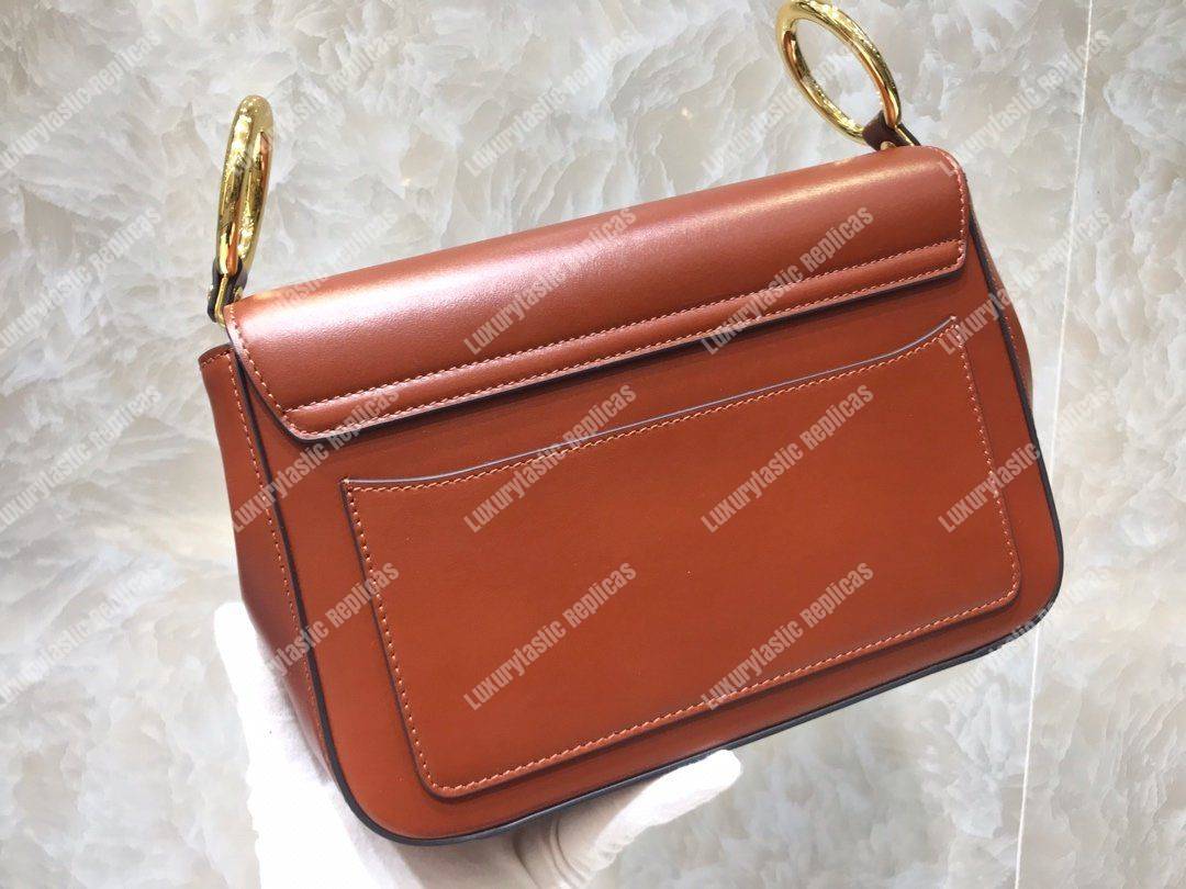 Chloe Small “C” Double Carry Bag In Shiny And Suede Calfskin Brown