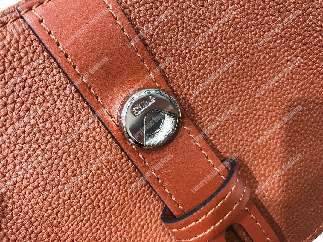 Chloe Small Aby Day Shoulder Bag In Grained And Shiny Calfskin Brown