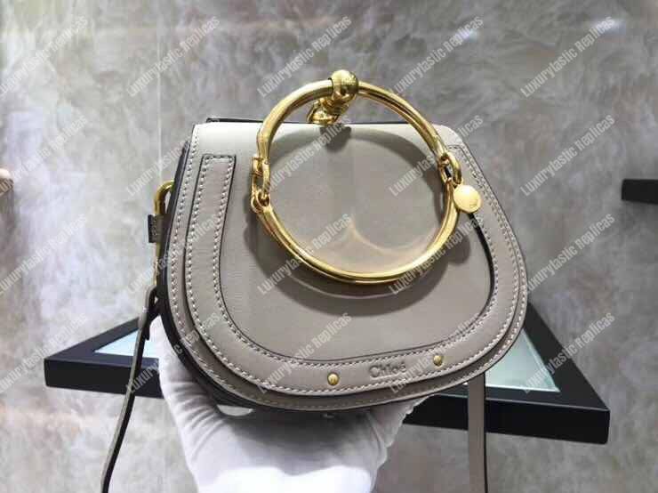 Chloe Small Nile Bracelet Bag In Smooth And Suede Calfskin Grey