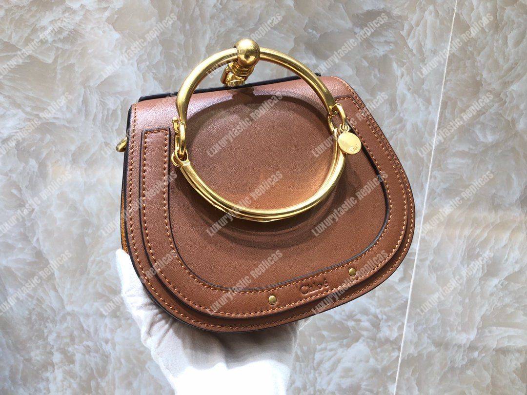 Chloe Small Nile Bracelet Bag In Smooth And Suede Calfskin Brown