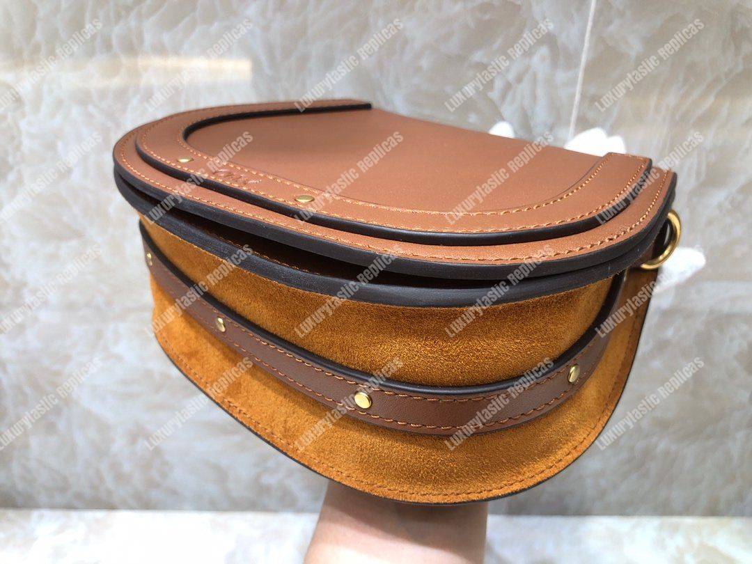 Chloe Small Nile Bracelet Bag In Smooth And Suede Calfskin Brown