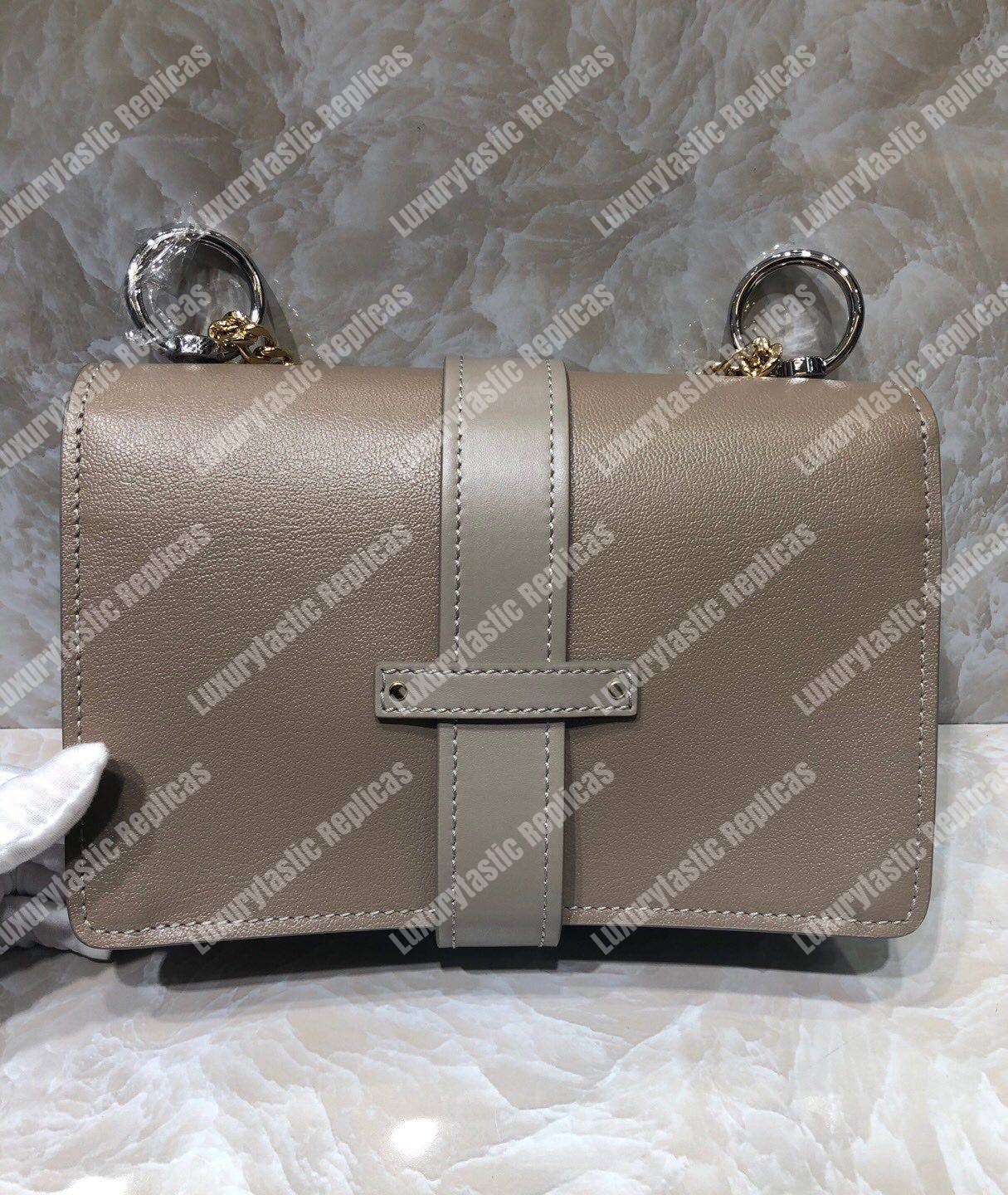 Chloe Aby Chain Shoulder Bag In Shiny Goatskin And Calfskin Grey