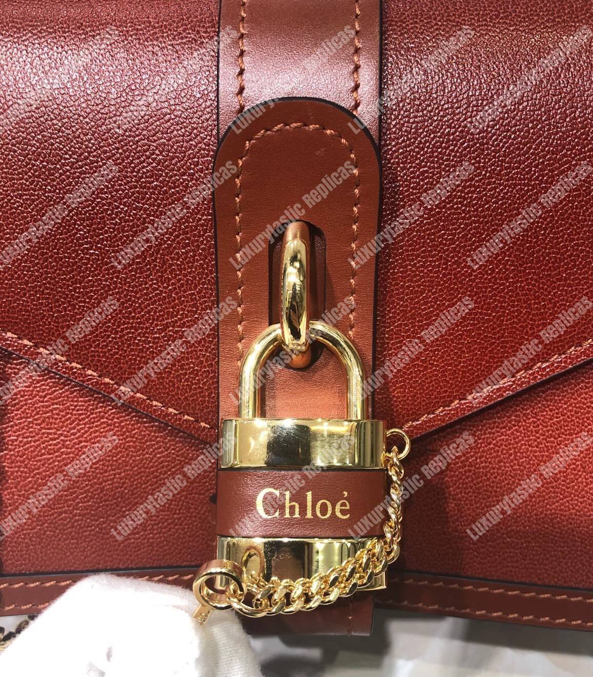 Chloe Aby Chain Shoulder Bag In Shiny Goatskin And Calfskin Red