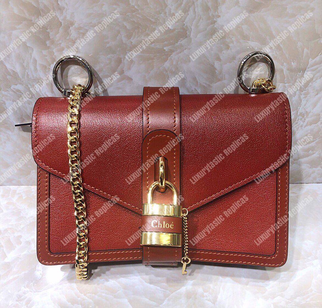 Chloe Aby Chain Shoulder Bag In Shiny Goatskin And Calfskin Red